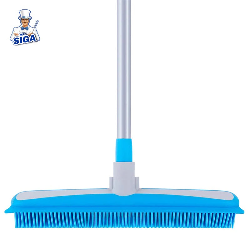 MR.SIGA Soft-bristled rubber broom and scraper with telescopic handle