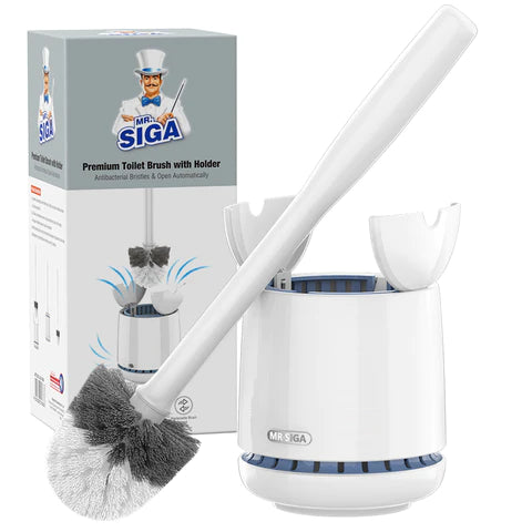 MR.SIGA Toilet Bowl Brush and Holder, with Solid Handle and Durable Bristles