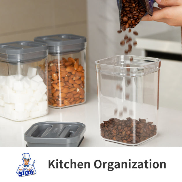 MR.SIGA 6 Piece Airtight Food Storage Container Set, BPA Free Kitchen  Pantry Organization Canisters, One-handed Kitchen Storage Containers for  Cereal