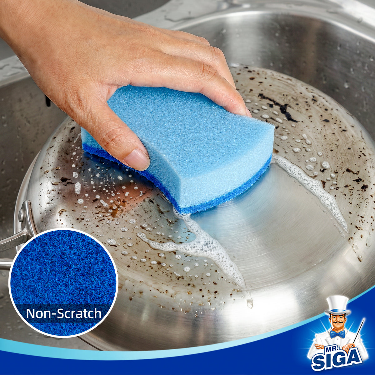 MR.SIGA Non-Scratch Sponge, Cleaning Scrub Sponges for Kitchen,12pack