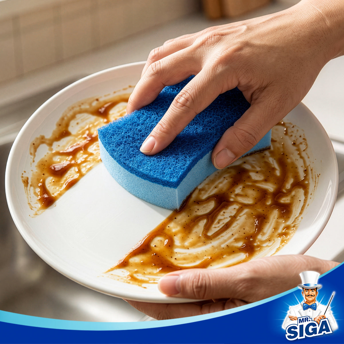 MR.SIGA Non-Scratch Sponge, Cleaning Scrub Sponges for Kitchen,12pack