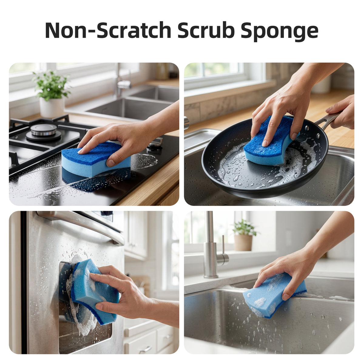 MR.SIGA Non-Scratch Sponge, Cleaning Scrub Sponges for Kitchen,12pack