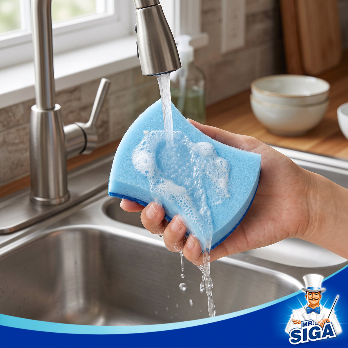 MR.SIGA Non-Scratch Sponge, Cleaning Scrub Sponges for Kitchen,12pack