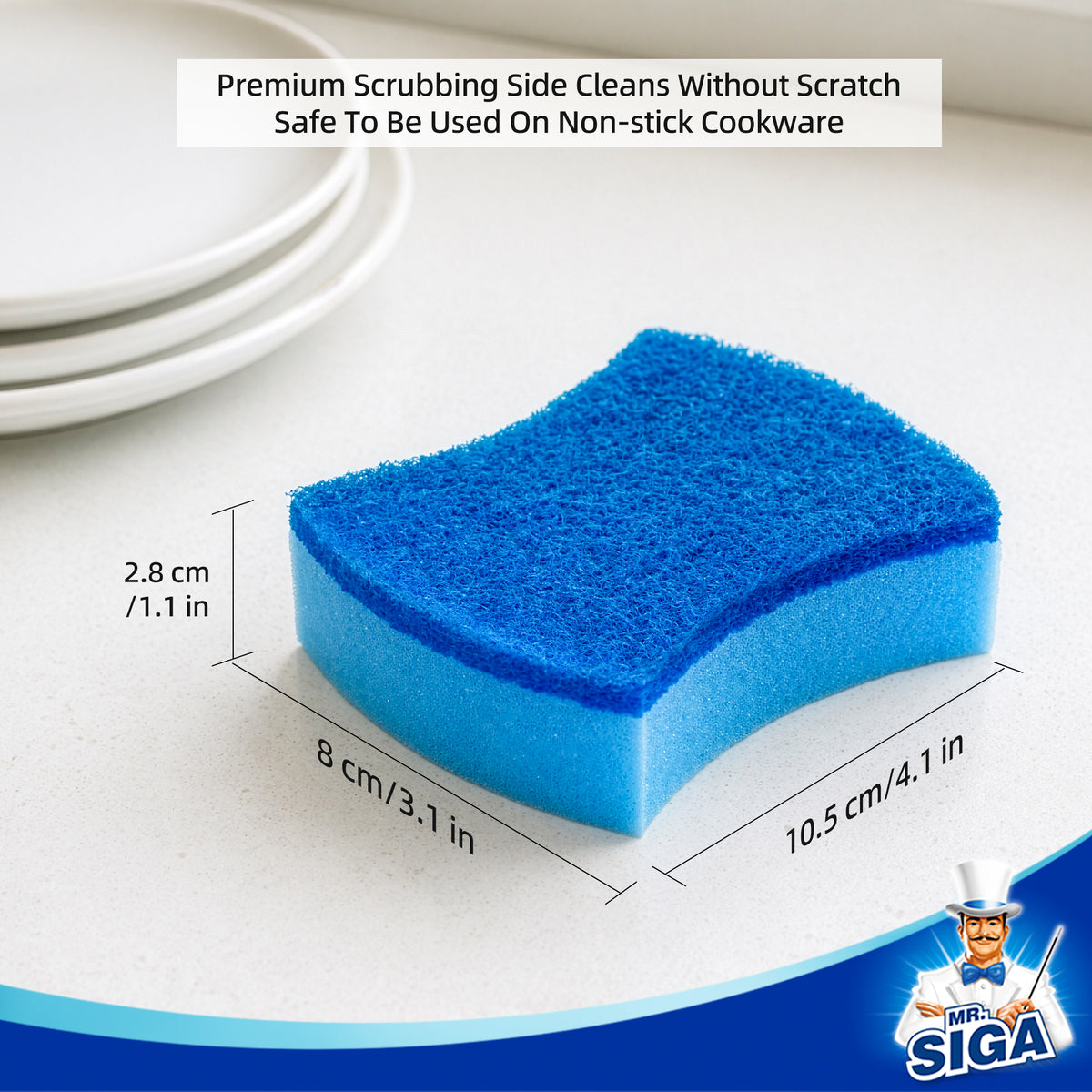 MR.SIGA Non-Scratch Sponge, Cleaning Scrub Sponges for Kitchen,12pack