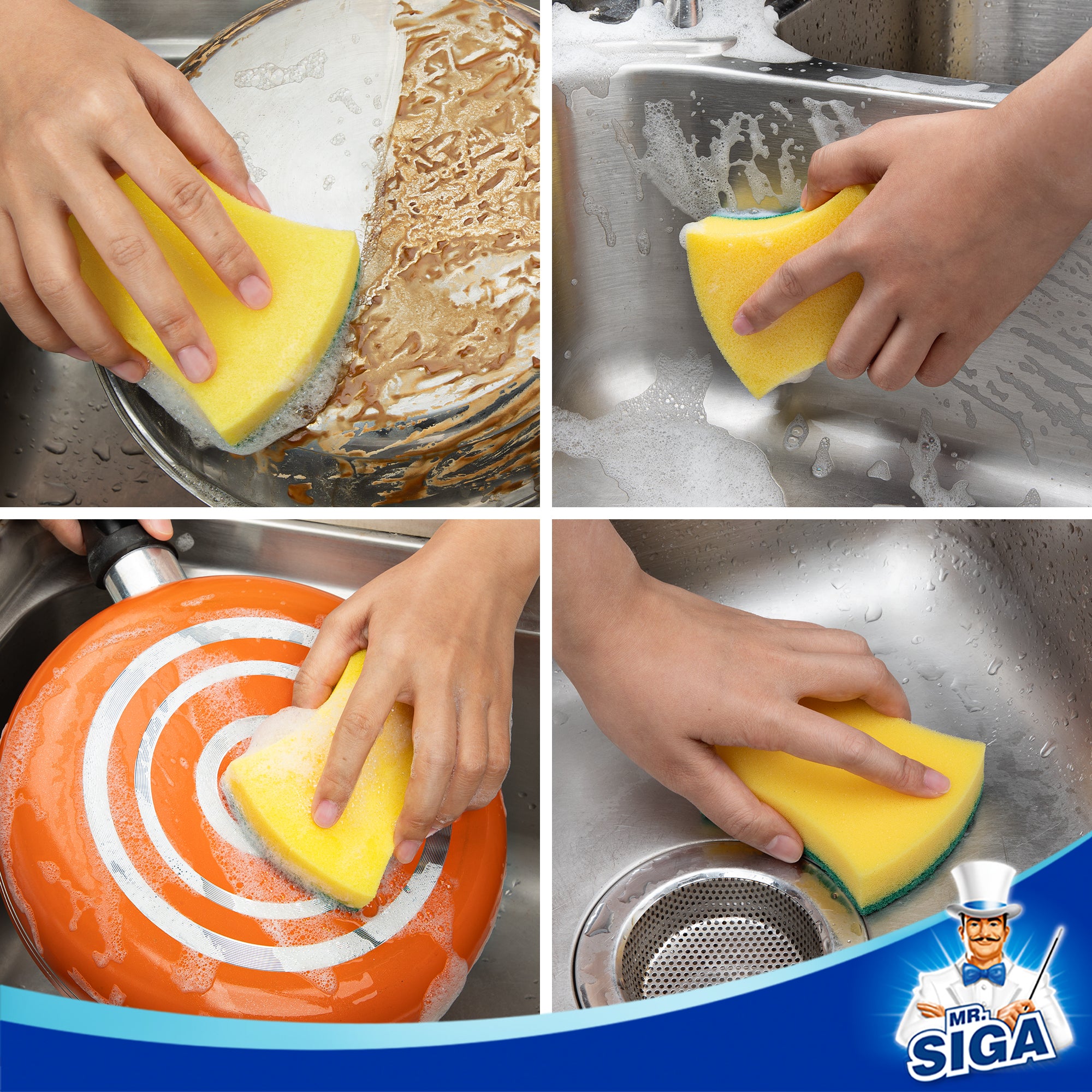 MR.Siga Heavy Duty Scrub Sponge, Dishes, Pots, Pans Cleaning ,12 Pack