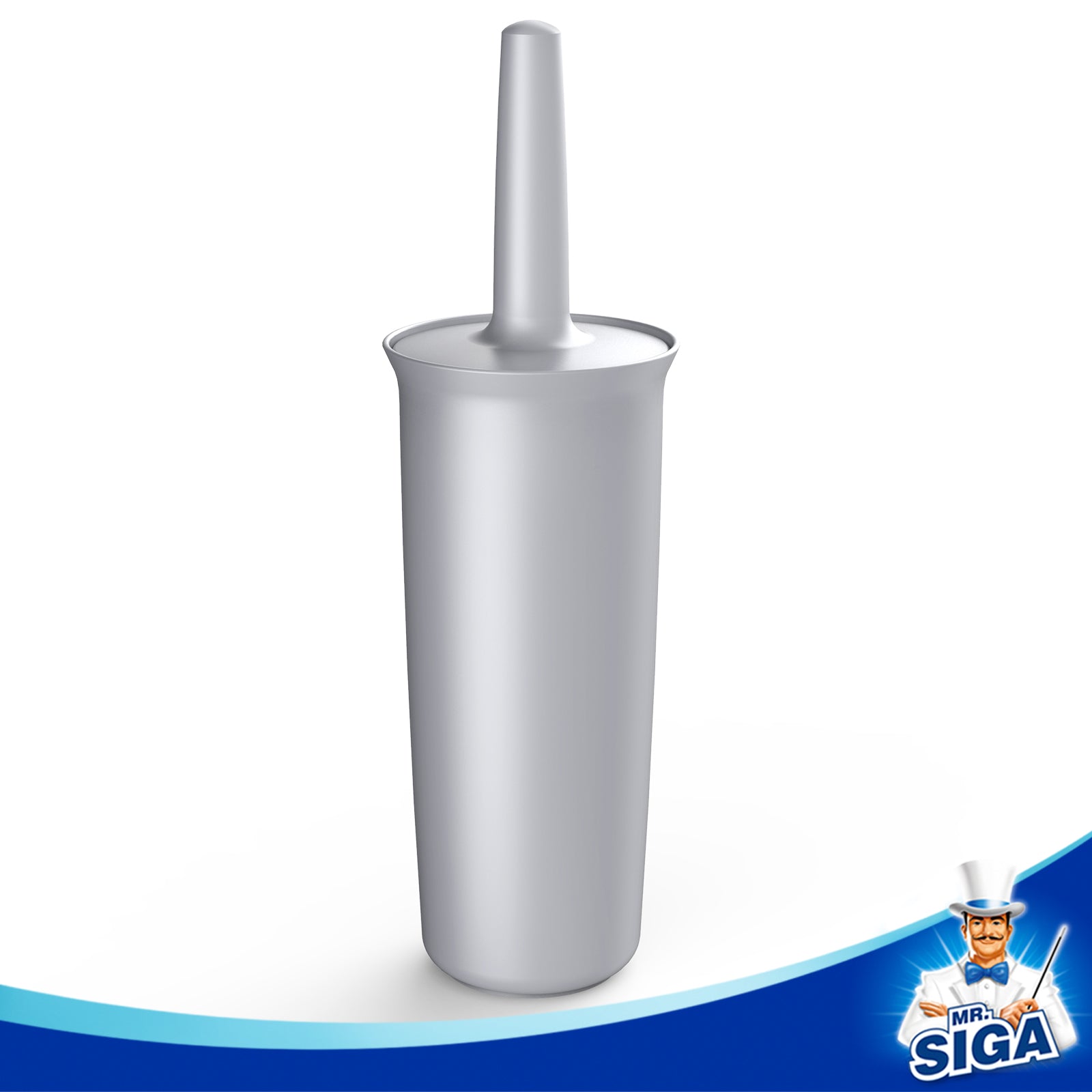 MR.SIGA Toilet Bowl Brush and Holder for Bathroom, Silver, 1 Pack