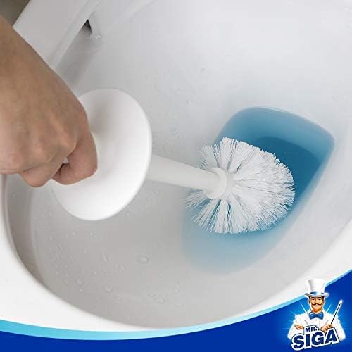 MR.SIGA Toilet Bowl Brush and Holder for Bathroom, White, 2 Pack
