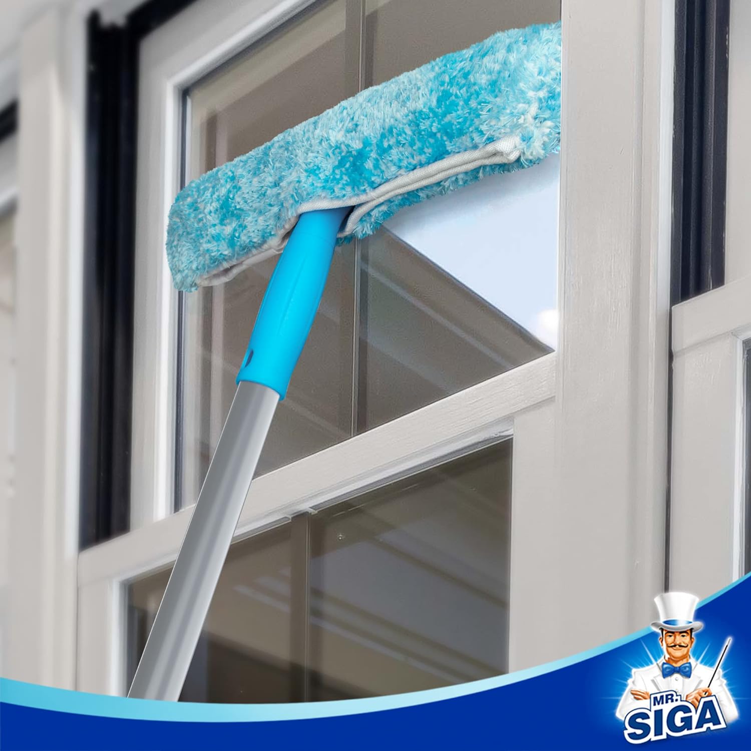 MR.SIGA 54.3 inch Long Extension Pole, Adjustable 4 Pieces Aluminum Pole for Window Squeegee