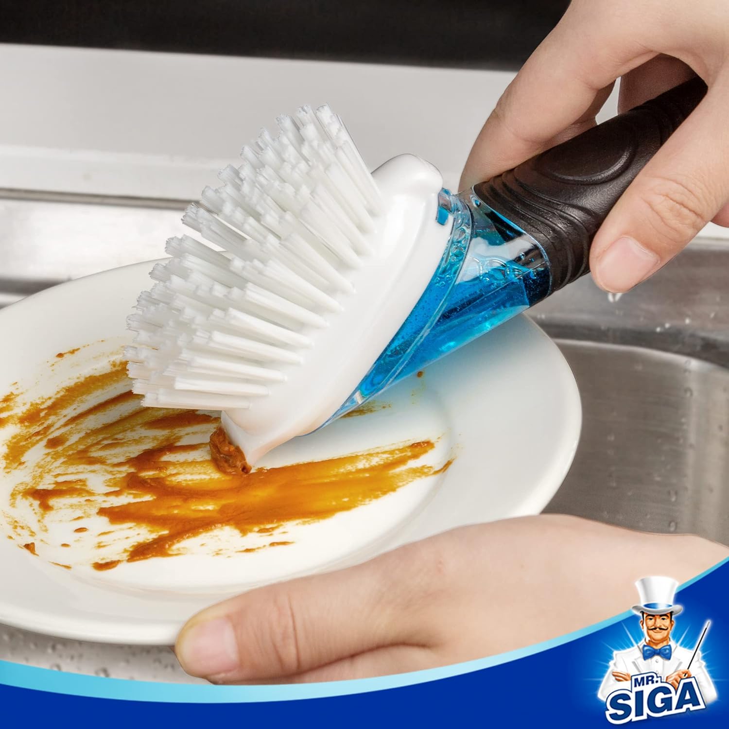 MR.SIGA Soap Dispensing Dish Brush Refills, 4 Pack