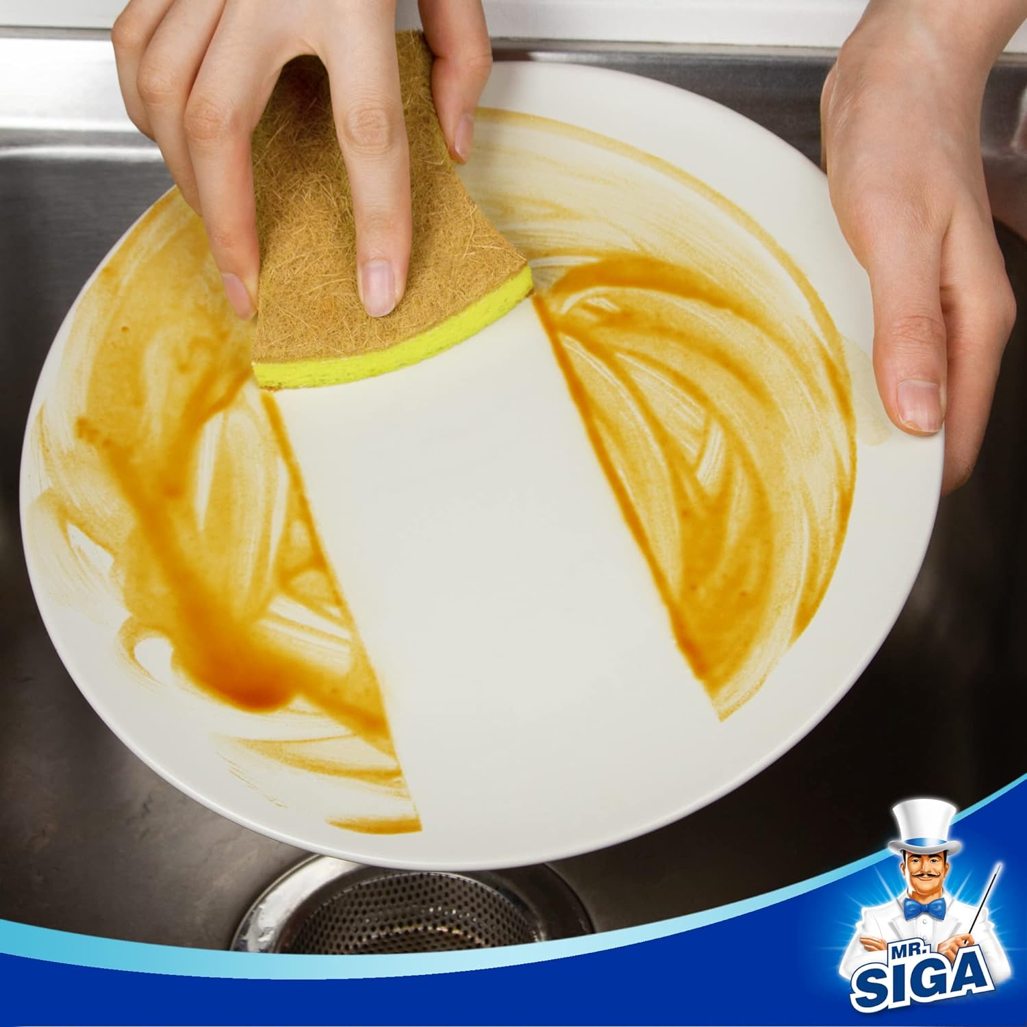 MR.SIGA Non-Scratch Dish Sponges, Natural Scrub Sponges, Cellulose Sponge for Dishes, Dishwashing Sponges for Kitchen, 12 Pack