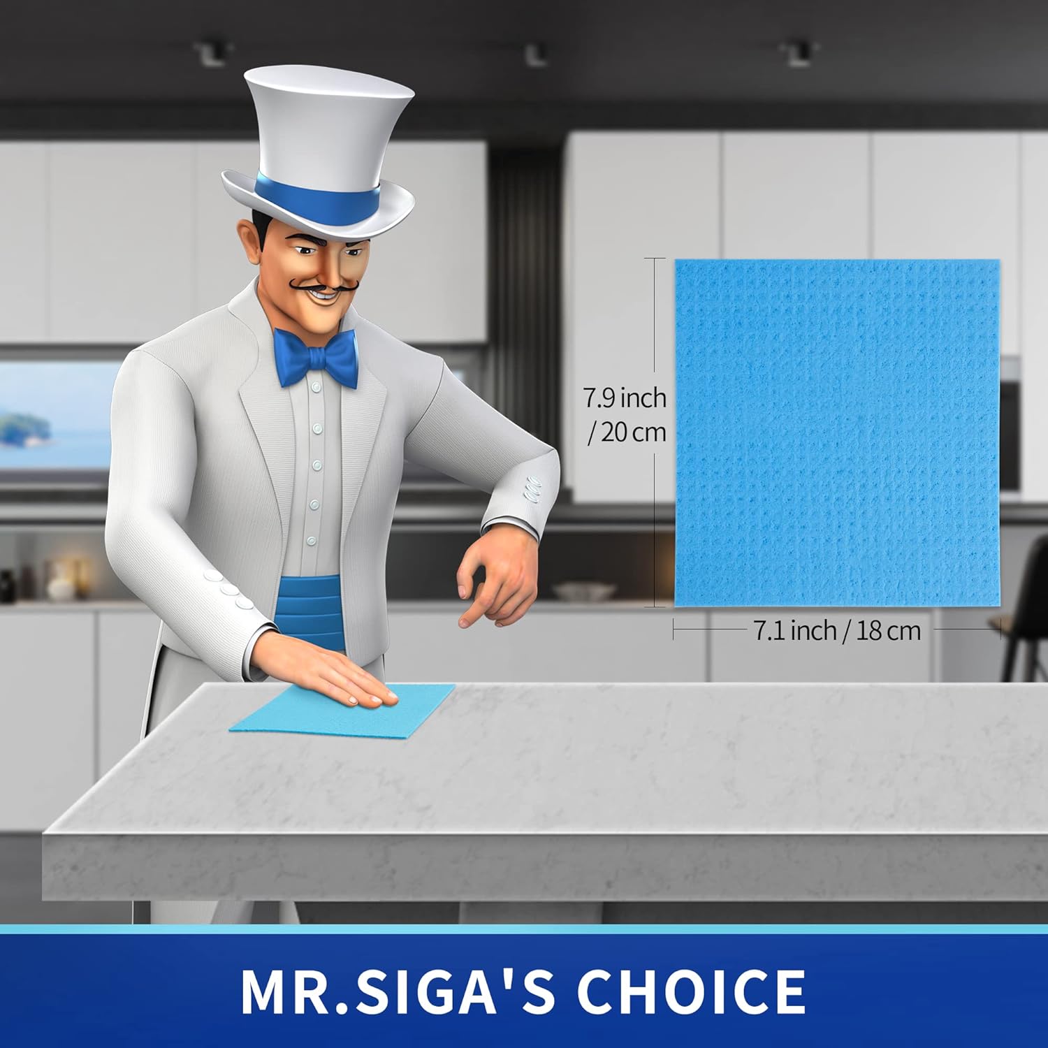 MR.SIGA Reusable Dish Cloths, Cellulose Sponge Cloth for Kitchen, Absorbent Cleaning Cloth, 10 Pack, Multi Colors