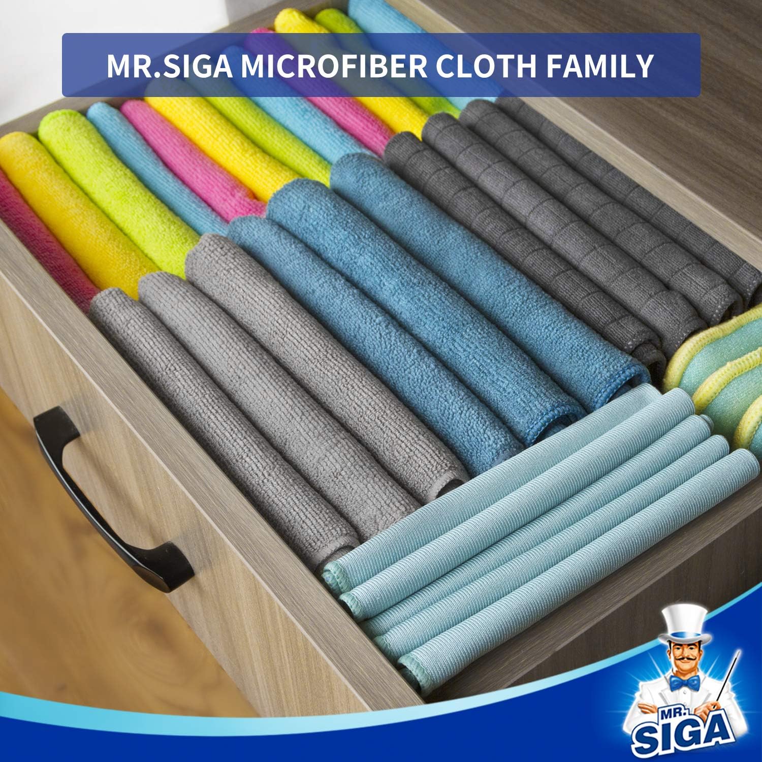 MR.SIGA Mikrofaser-Reinigungstuch, 12er-Pack, Größe: 15,7" x 15,7"