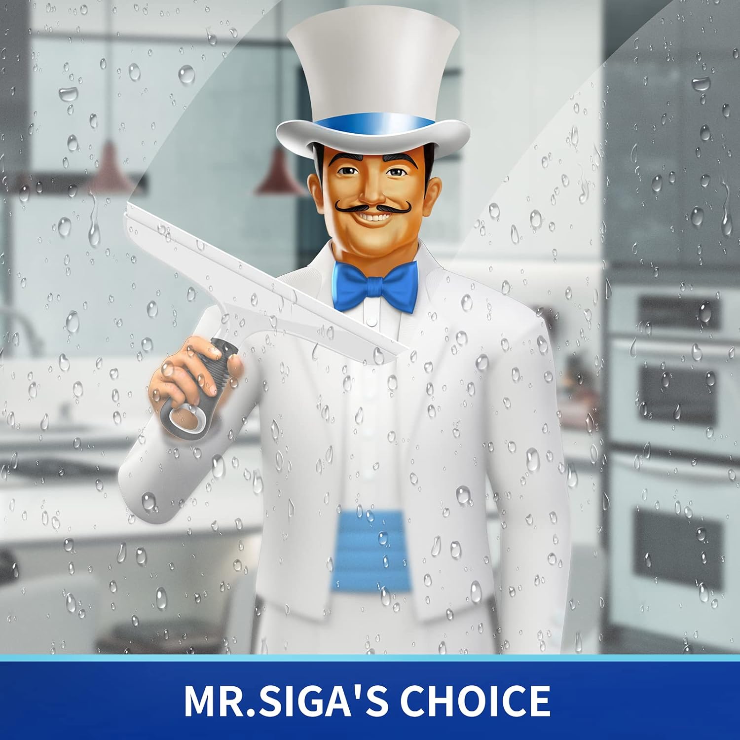 MR.SIGA Multi-Purpose Silicon Squeegee for Window, Glass, Shower Door, Car Windshield, Heavy Duty Window Scrubber, Includes Suction Hook, 10 inch, White & Grey, 2 Pack