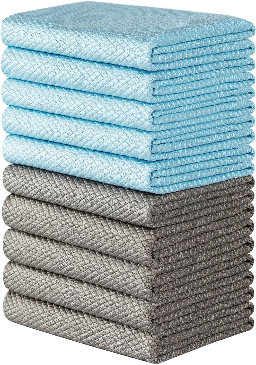 MR.SIGA Fish Scale Pattern Cleaning Cloths, Reusable Microfiber Cleaning Cloths, Lint Free Microfiber Kitchen Towels for Polishing, 10 Pack, 12.6 x 12.6 inch