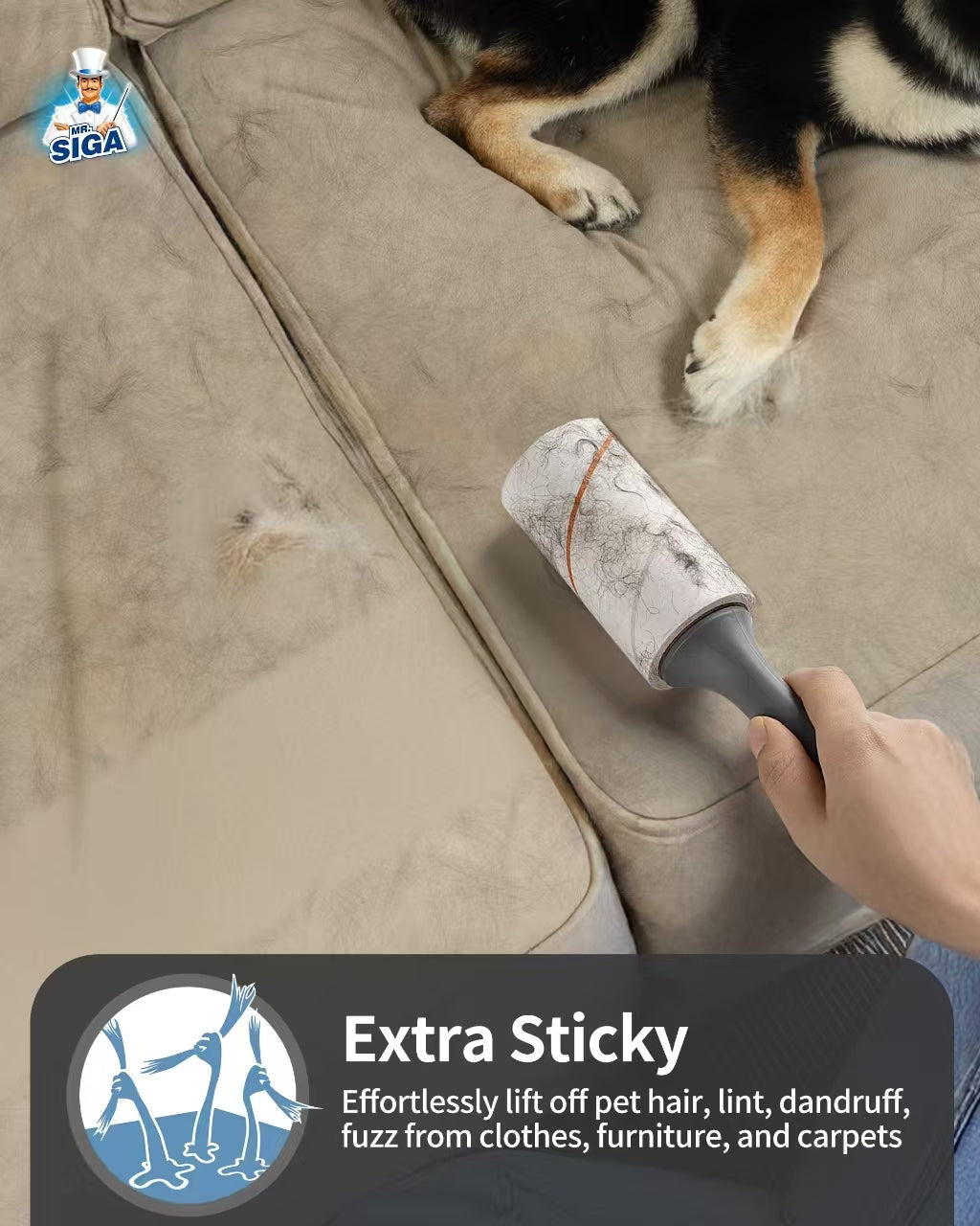 MR.SIGA Lint Rollers for Pet Hair Extra Sticky, 720 Sheets, Lint Remover for Clothing, Furniture, Pet Hair Remover with Easy Tear Sheets
