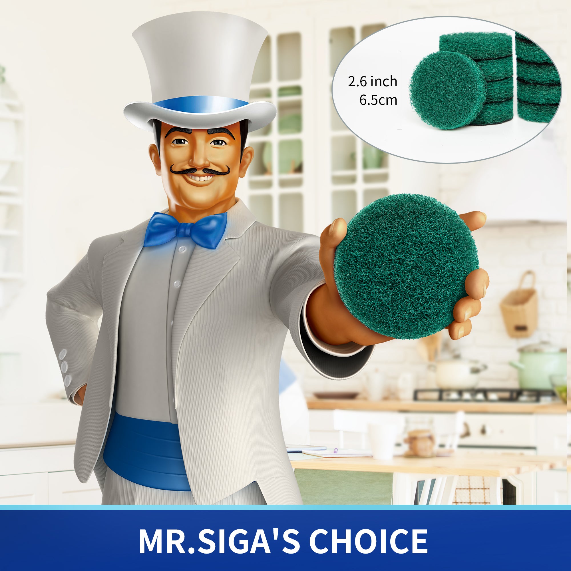 MR.SIGA Heavy Duty Pad Refills for Electric Spin Scrubber, 10 Pack