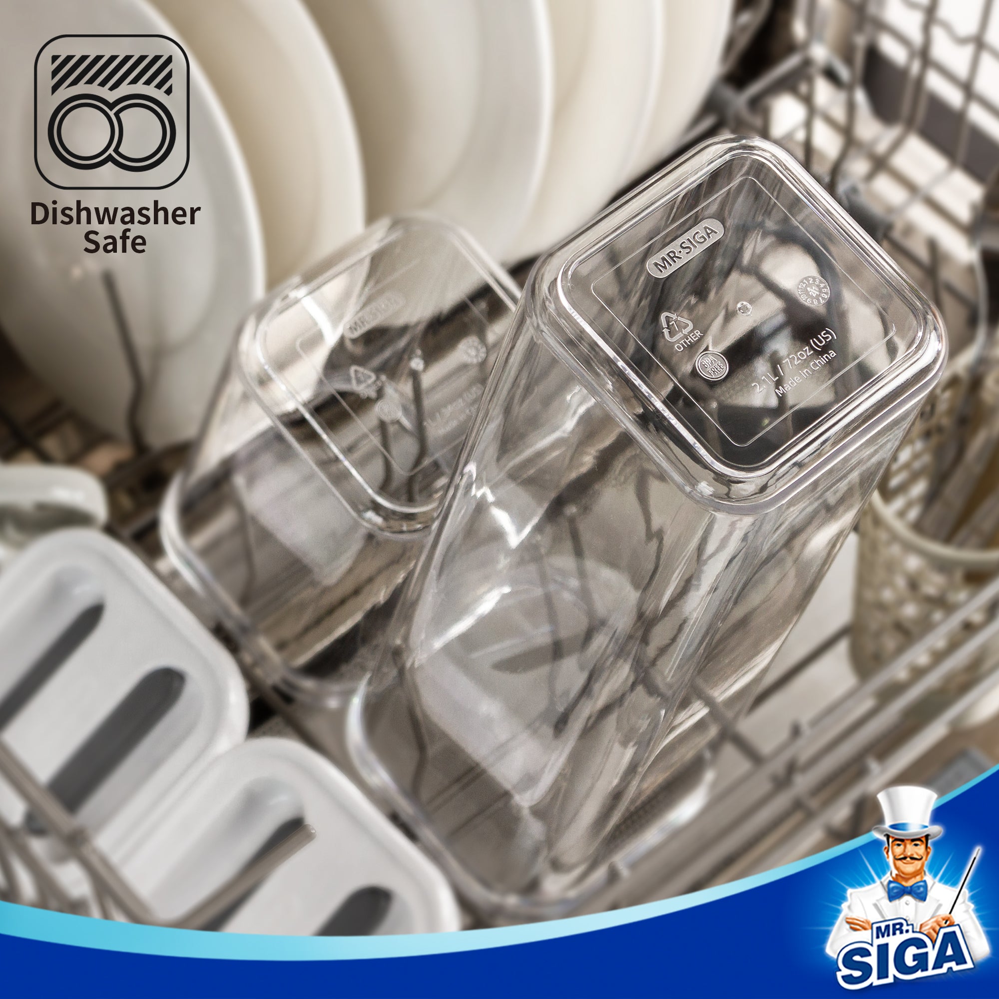 Mr.siga Airtight Food Storage Container Pack of 4 - Tall,White