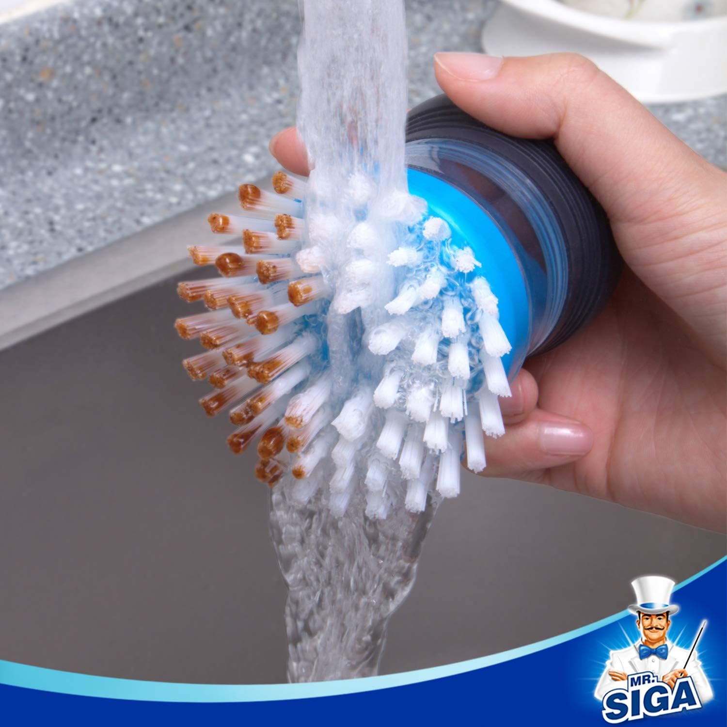 MR.SIGA Soap Dispensing Palm Brush Refill, Pack of 4