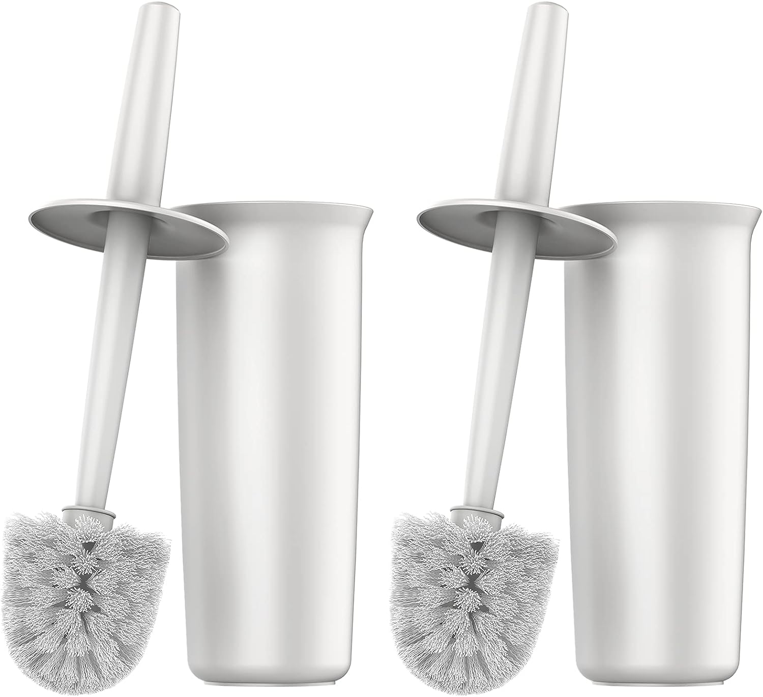 MR.SIGA Toilet Bowl Brush and Holder for Bathroom, White, 2 Pack