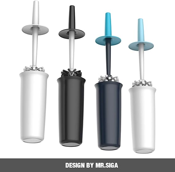 MR.SIGA Toilet Bowl Brush and Holder for Bathroom, White, 2 Pack
