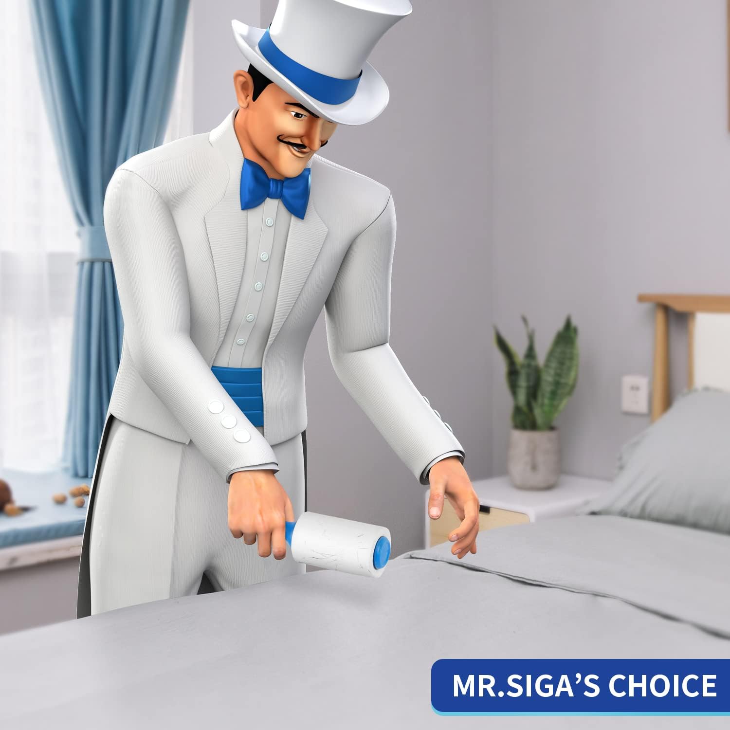 MR.SIGA Lint Roller,Extra Sticky Lint Roller Pet Hair Remover with Easy Tear Sheets, 5-Pack, 450 Sheets in Total