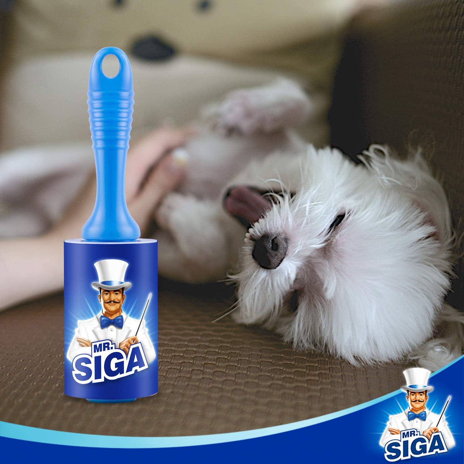 MR.SIGA Lint Roller,Extra Sticky Lint Roller Pet Hair Remover with Easy Tear Sheets, 5-Pack, 450 Sheets in Total