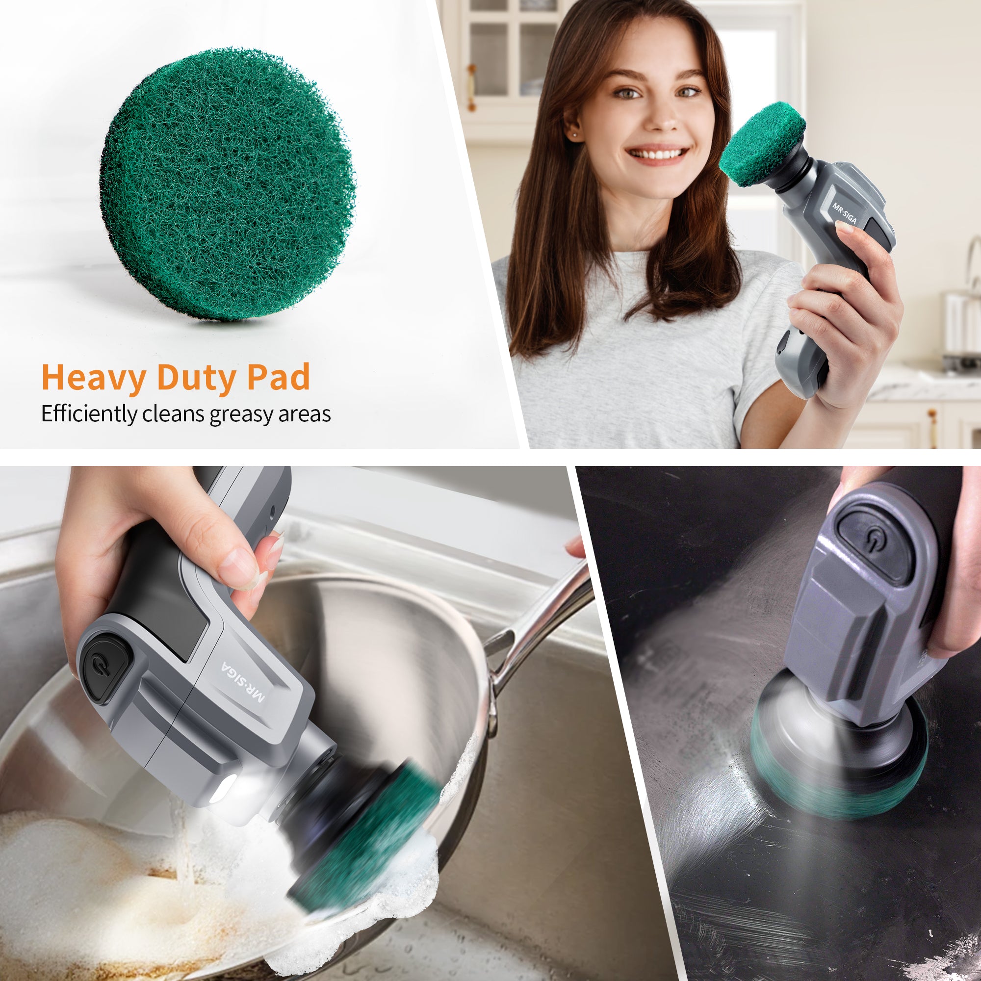 MR.SIGA Heavy Duty Pad-Nachfüllpackungen für elektrischen Spin Scrubber, 10er-Pack
