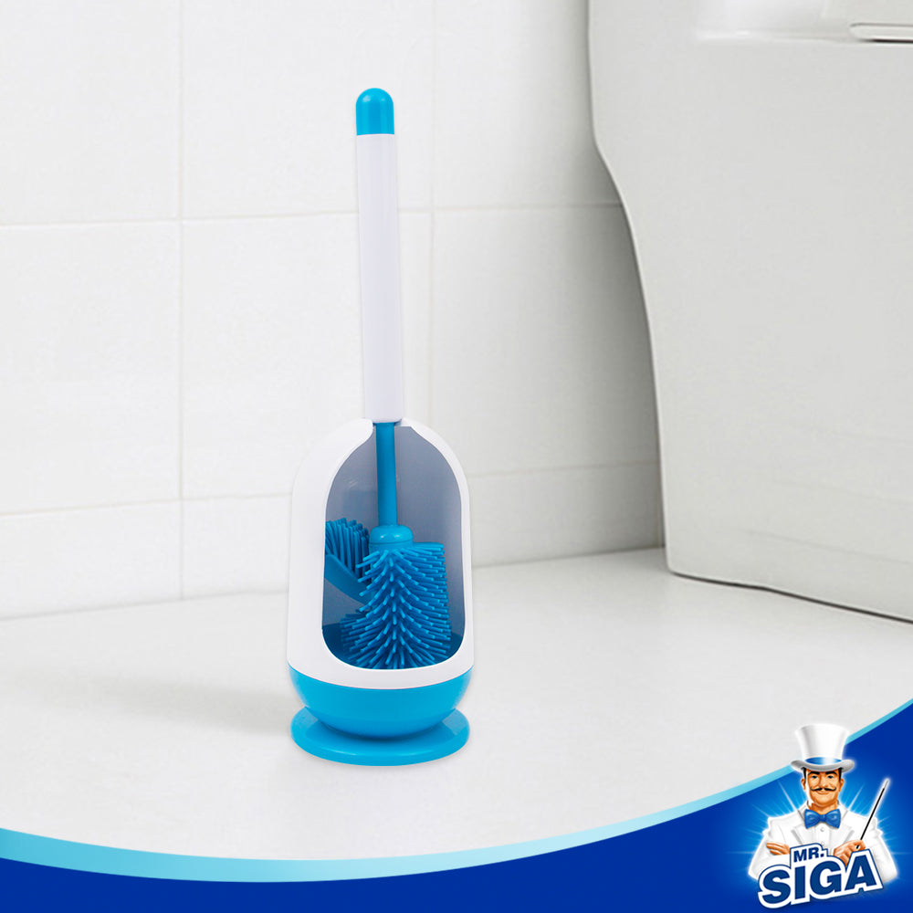 MR.SIGA Toilet Bowl Brush and Holder for Bathroom, Non-Scratch TPR Bristles, Under-Rim Brush Head