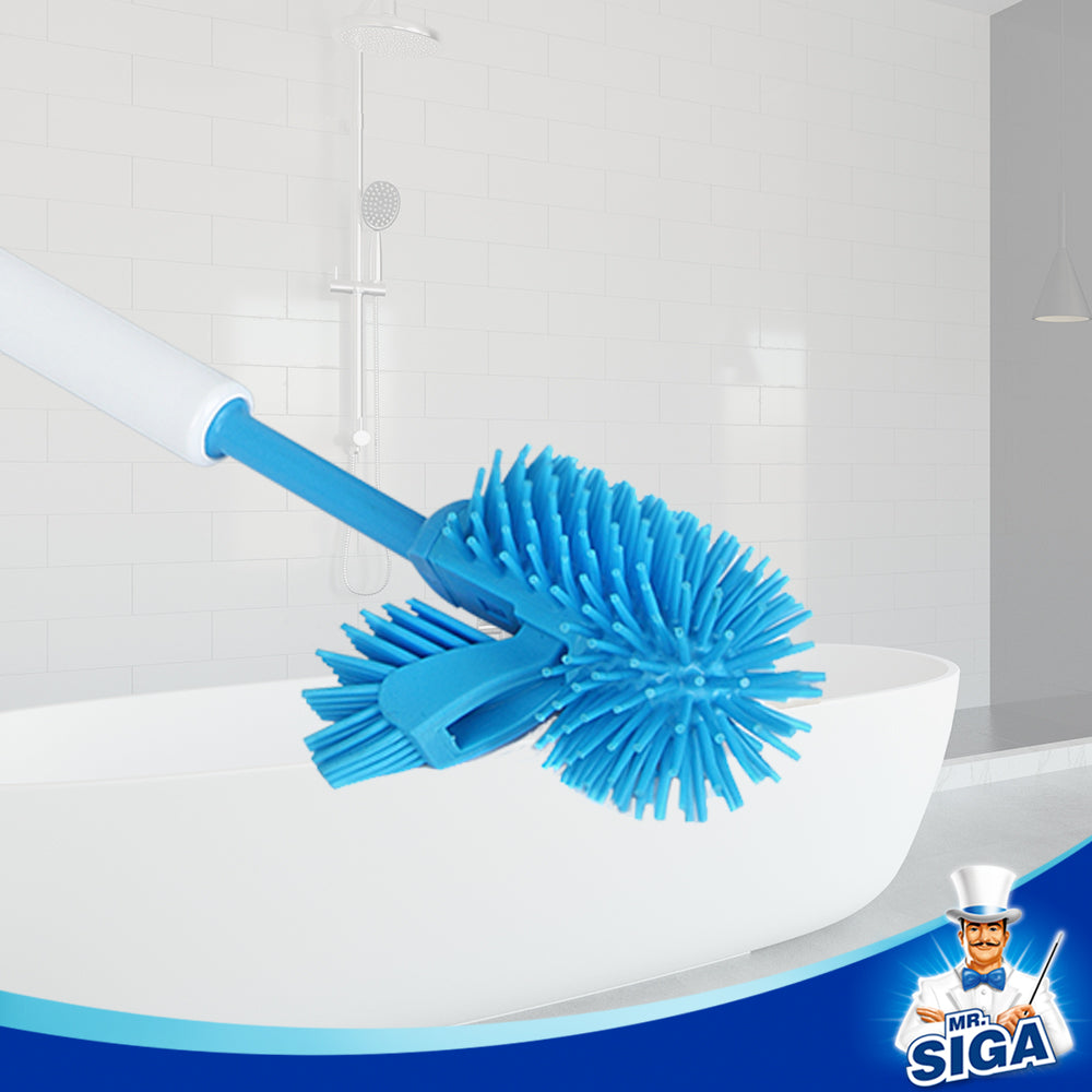 MR.SIGA Toilet Bowl Brush and Holder for Bathroom, Non-Scratch TPR Bristles, Under-Rim Brush Head