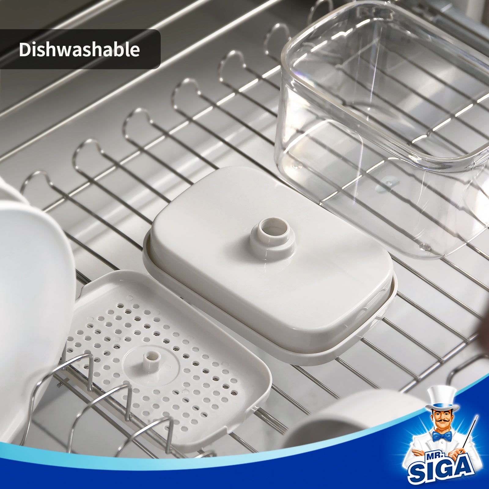 MR.SIGA Dish Soap Dispenser with Sponge Holder and Scrub Sponge Set