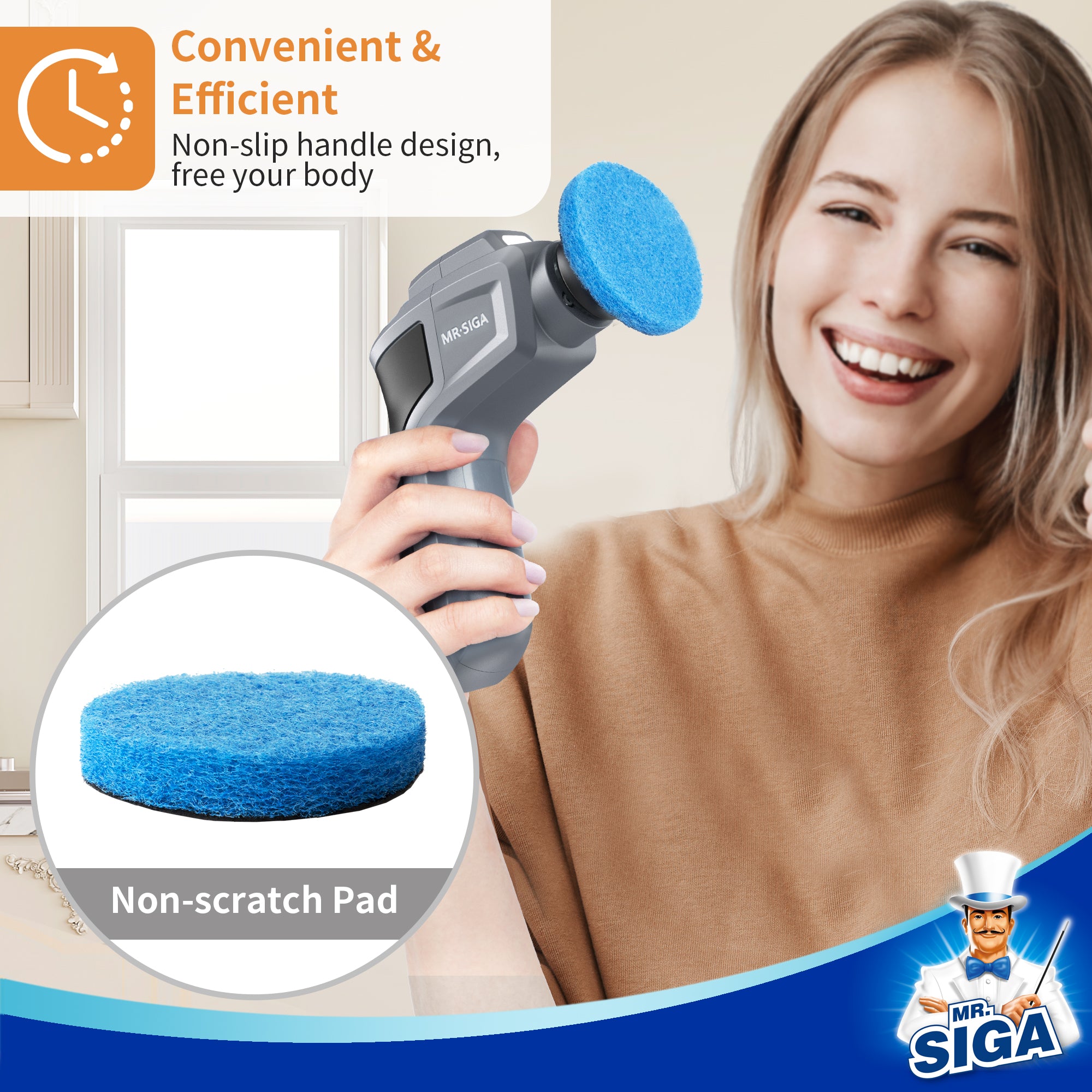 MR.SIGA kratzfeste Pad-Nachfüllpackungen für elektrischen Spin Scrubber, 10er-Pack