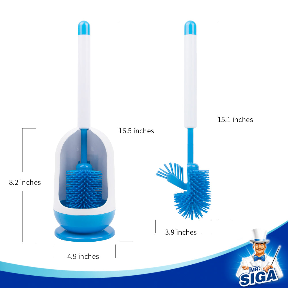 MR.SIGA Toilet Bowl Brush and Holder for Bathroom, Non-Scratch TPR Bristles, Under-Rim Brush Head