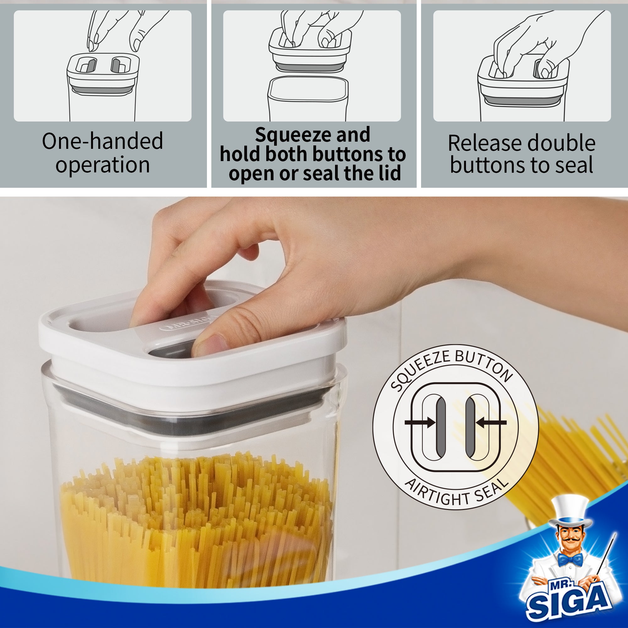 Mr.siga Airtight Food Storage Container Pack of 4 - Tall,White