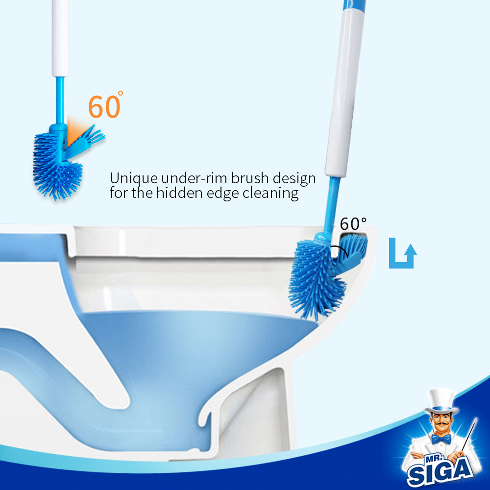 MR.SIGA Toilet Bowl Brush and Holder for Bathroom, Non-Scratch TPR Bristles, Under-Rim Brush Head