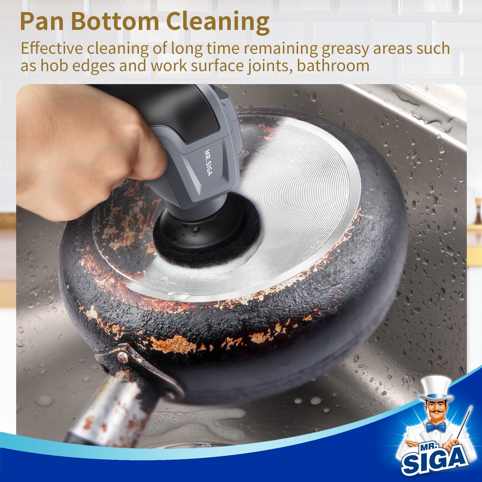 MR.SIGA Abrasive Heavy Duty Pad Refills for Electric Spin Scrubber, 10 Pack