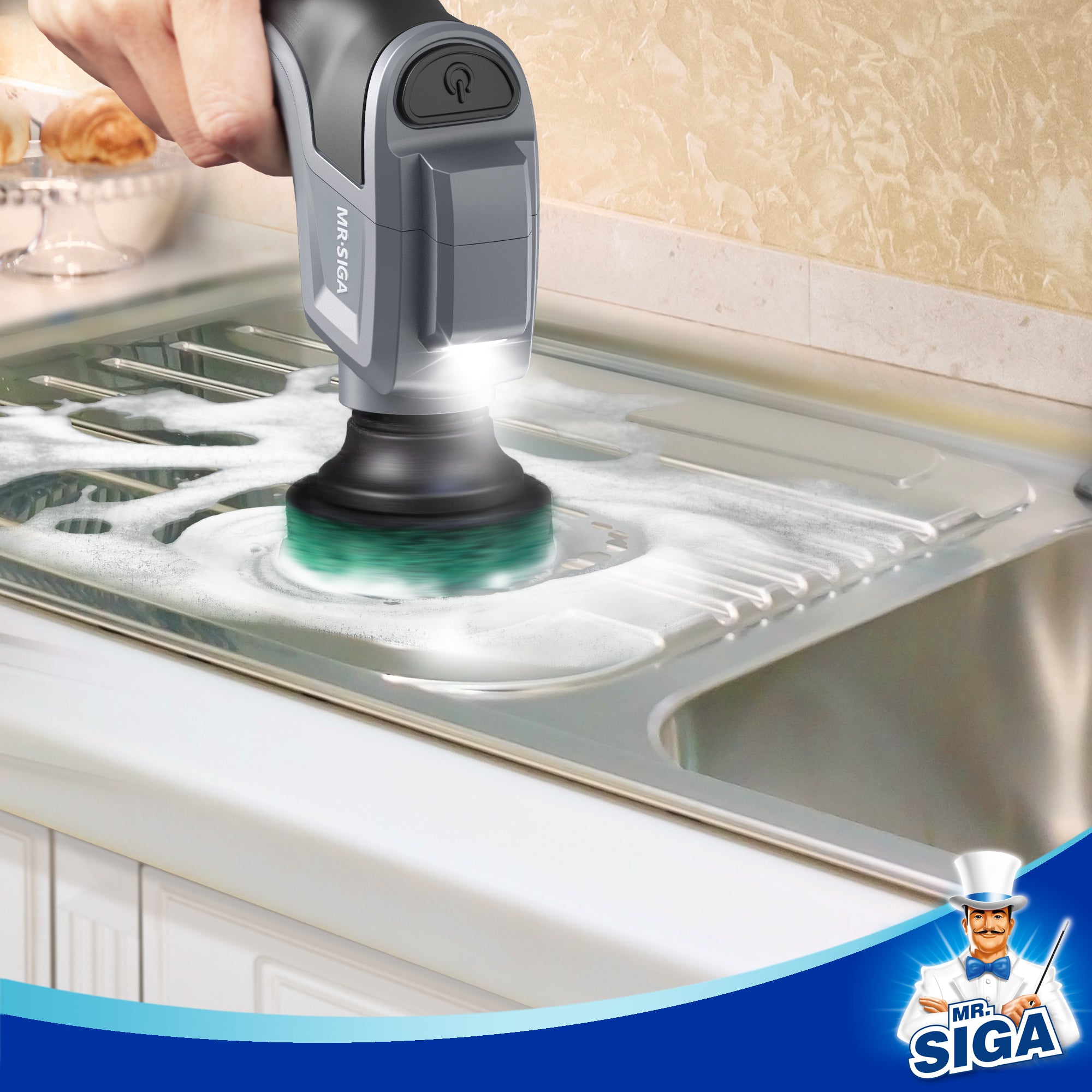 MR.SIGA Heavy Duty Pad-Nachfüllpackungen für elektrischen Spin Scrubber, 10er-Pack