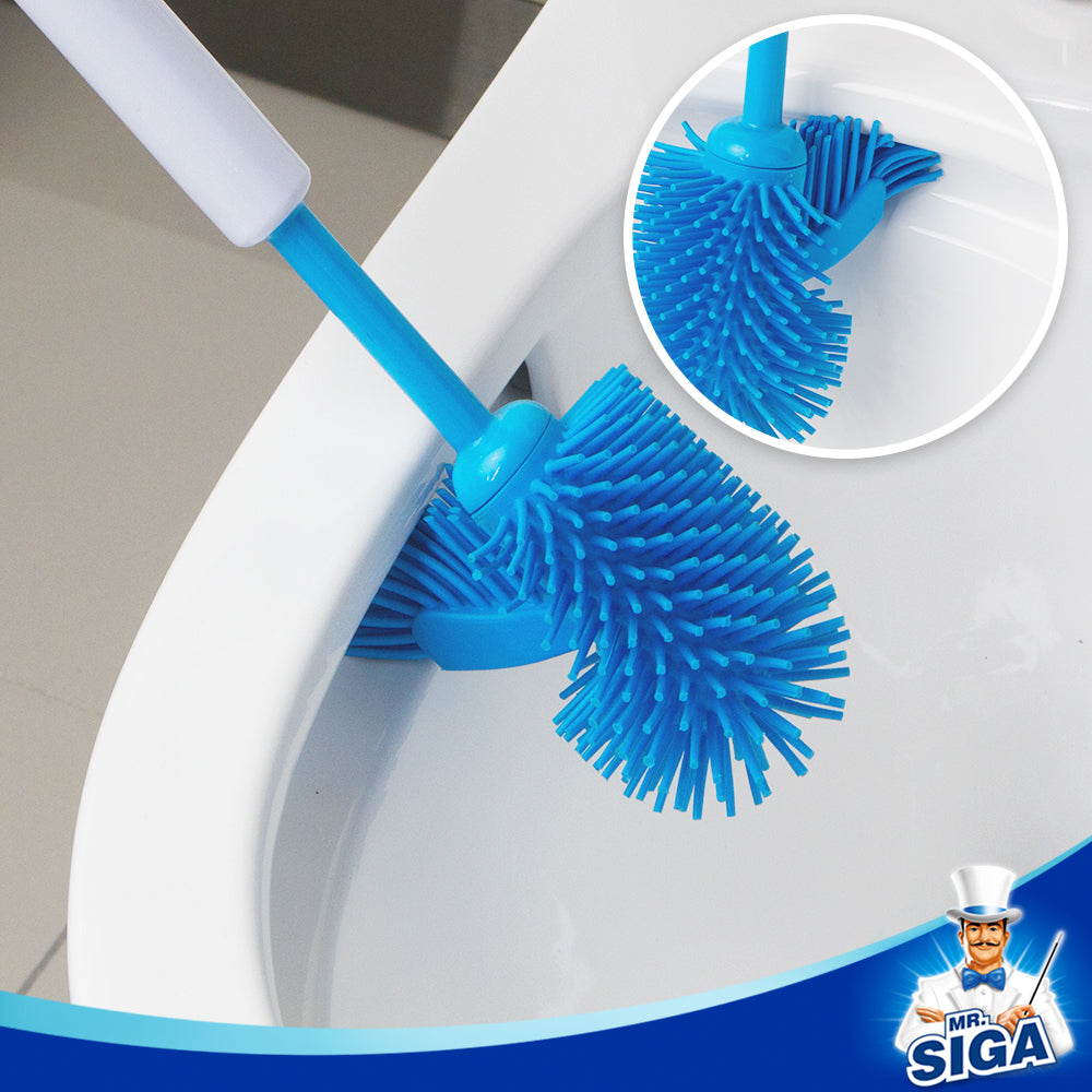 MR.SIGA Toilet Bowl Brush and Holder for Bathroom, Non-Scratch TPR Bristles, Under-Rim Brush Head