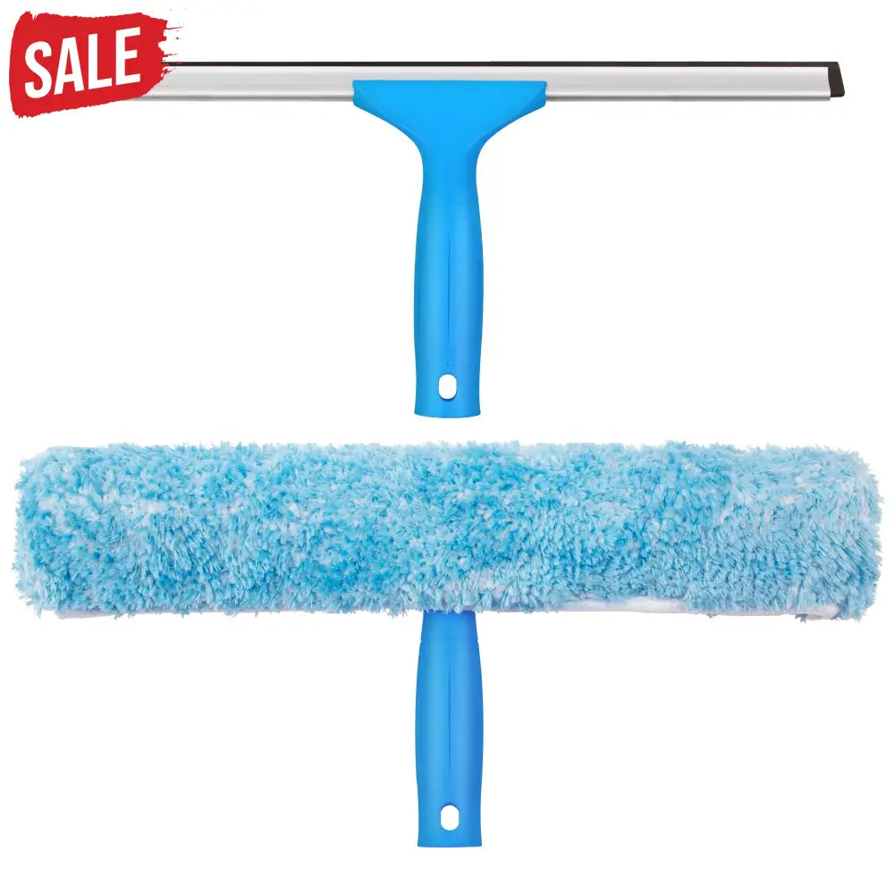 MR.SIGA Professional Window Cleaning Combo - Squeegee & Microfiber Window Scrubber, 14"