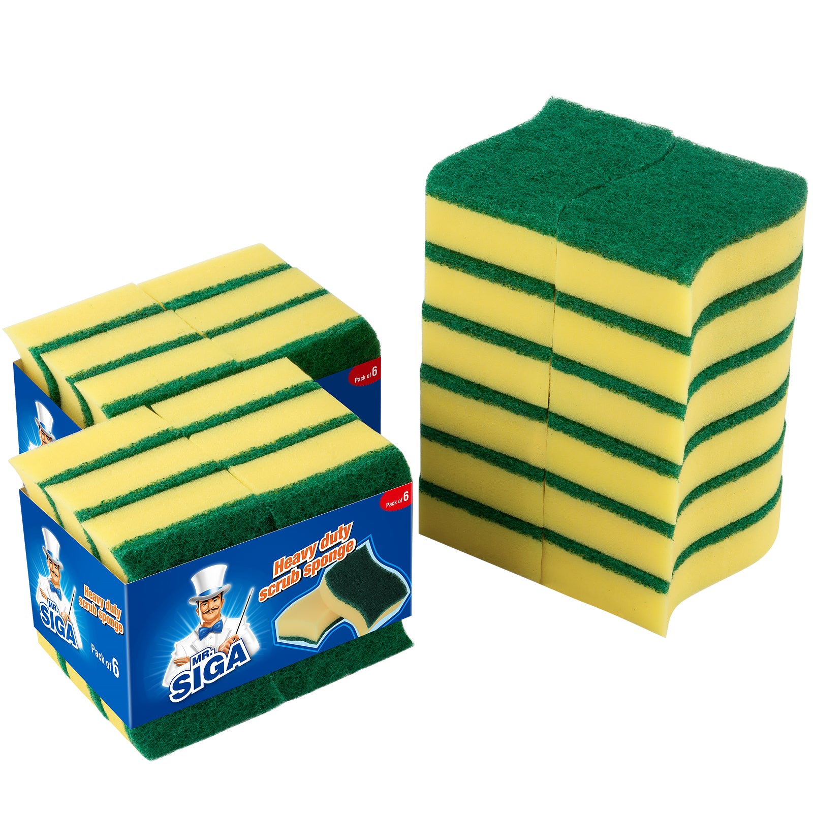 MR.SIGA Heavy Duty Scrub Sponge, Pack of 24