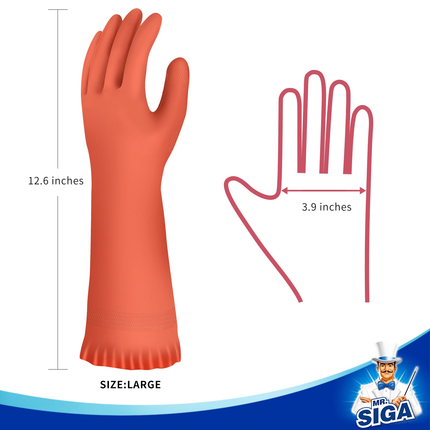 Mr.siga Dish washing Gloves large - 3 Pairs