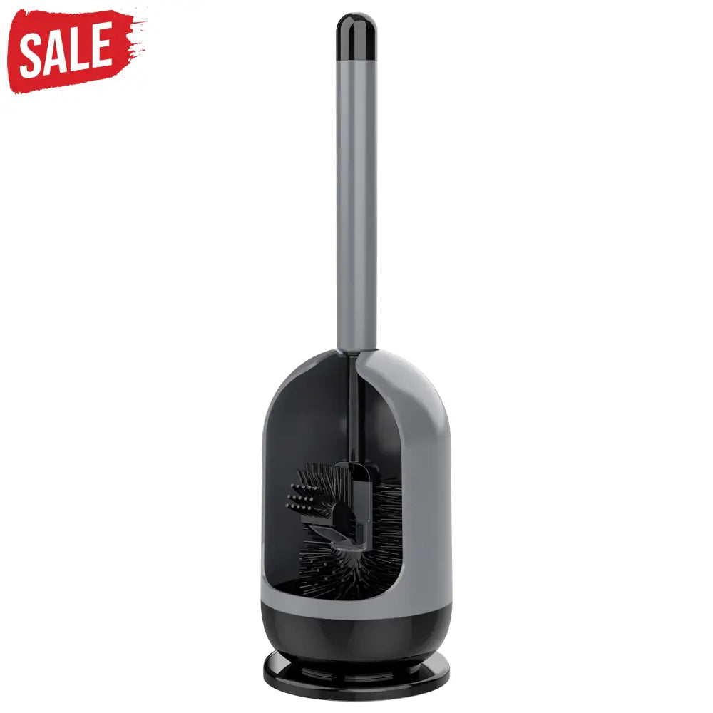 MR.SIGA Soft Bristle Toilet Brush with Holder, Gray & Black, 1Pack