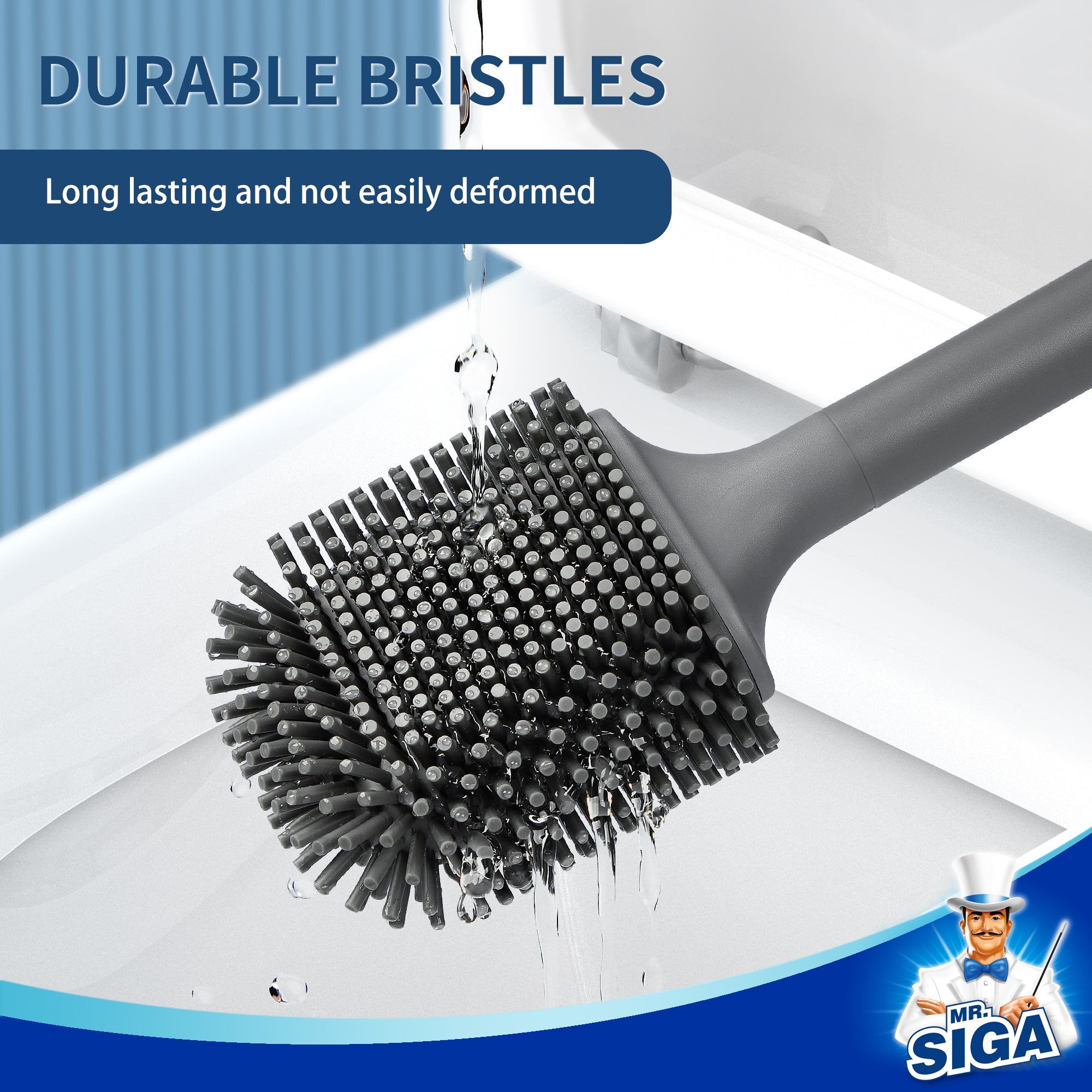 MR.SIGA Toilet Brush and Holder, Wall Mounted Toilet Brush for Bathroom Cleaning, Compact Toilet Brush with Holder Set, Gray, 1 Pack