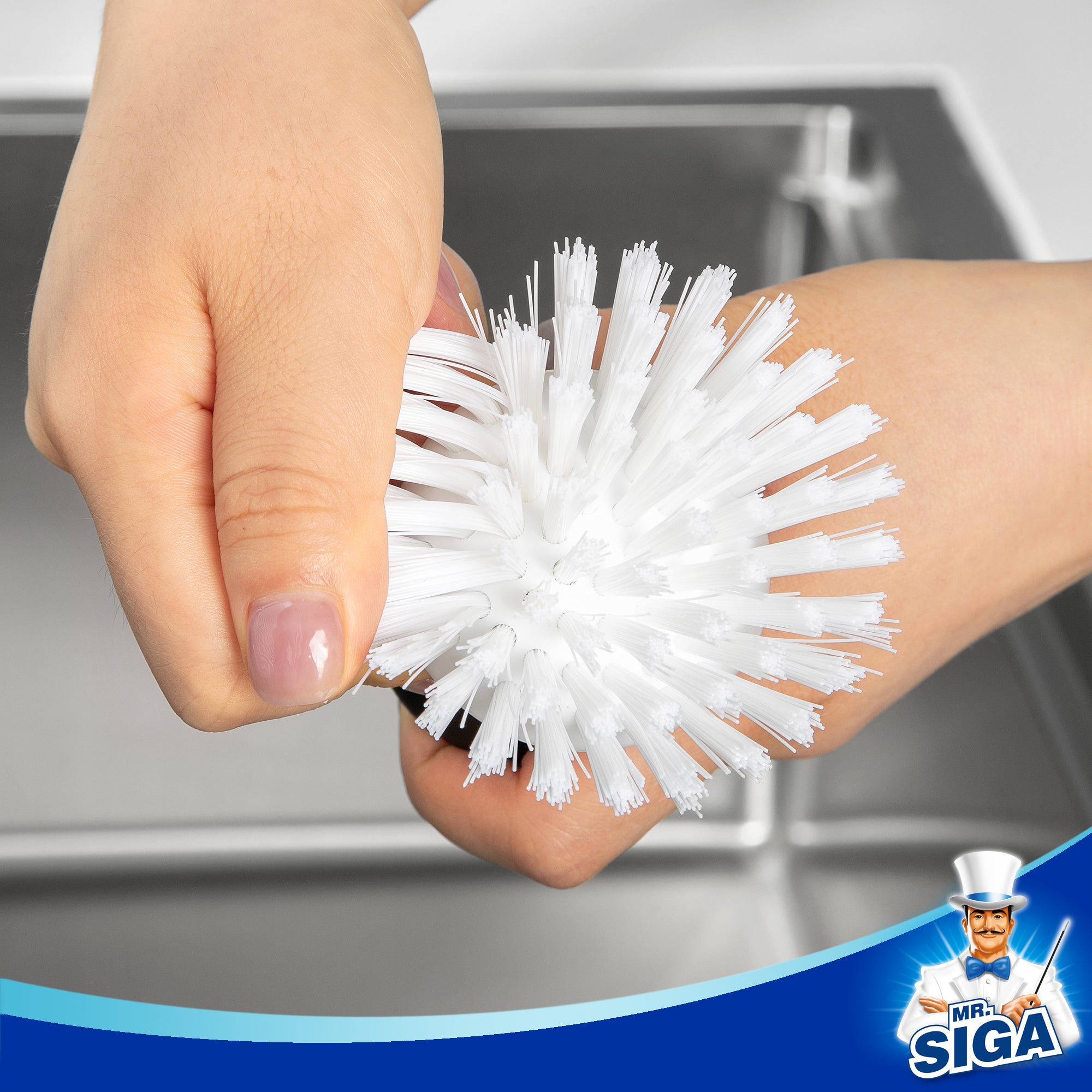 MR.SIGA Dish Scrub Brush, Palm Brush Dish Scrubber with Ergonomic Grip, Kitchen Brushes for Dishes, White, Pack of 2