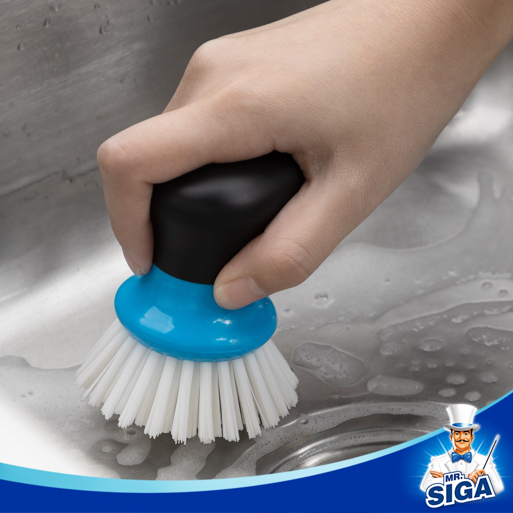 Mr.siga Small Dish Brush 2pcs-Blue