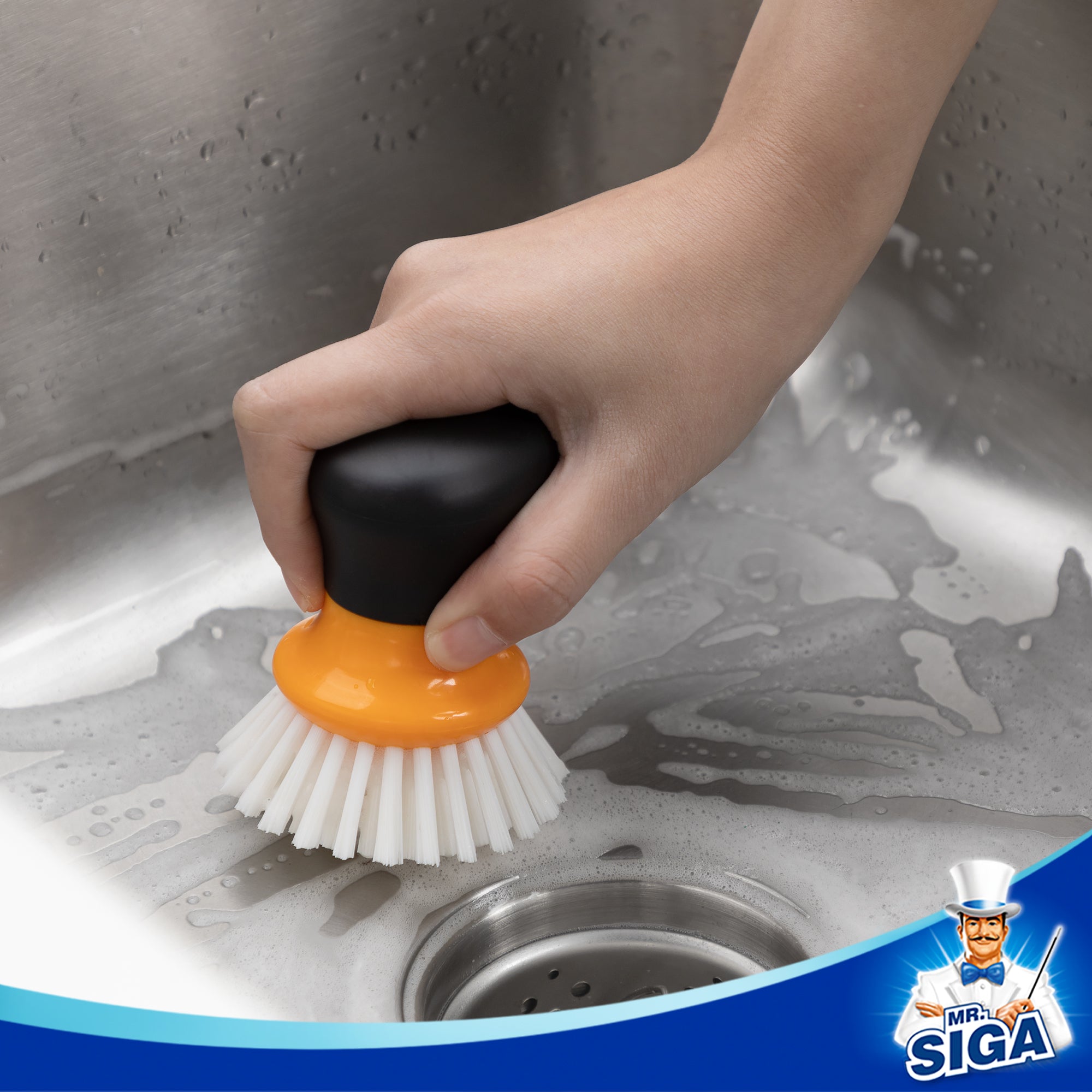 Mr.siga Small Dish Brush 2pcs - Orange