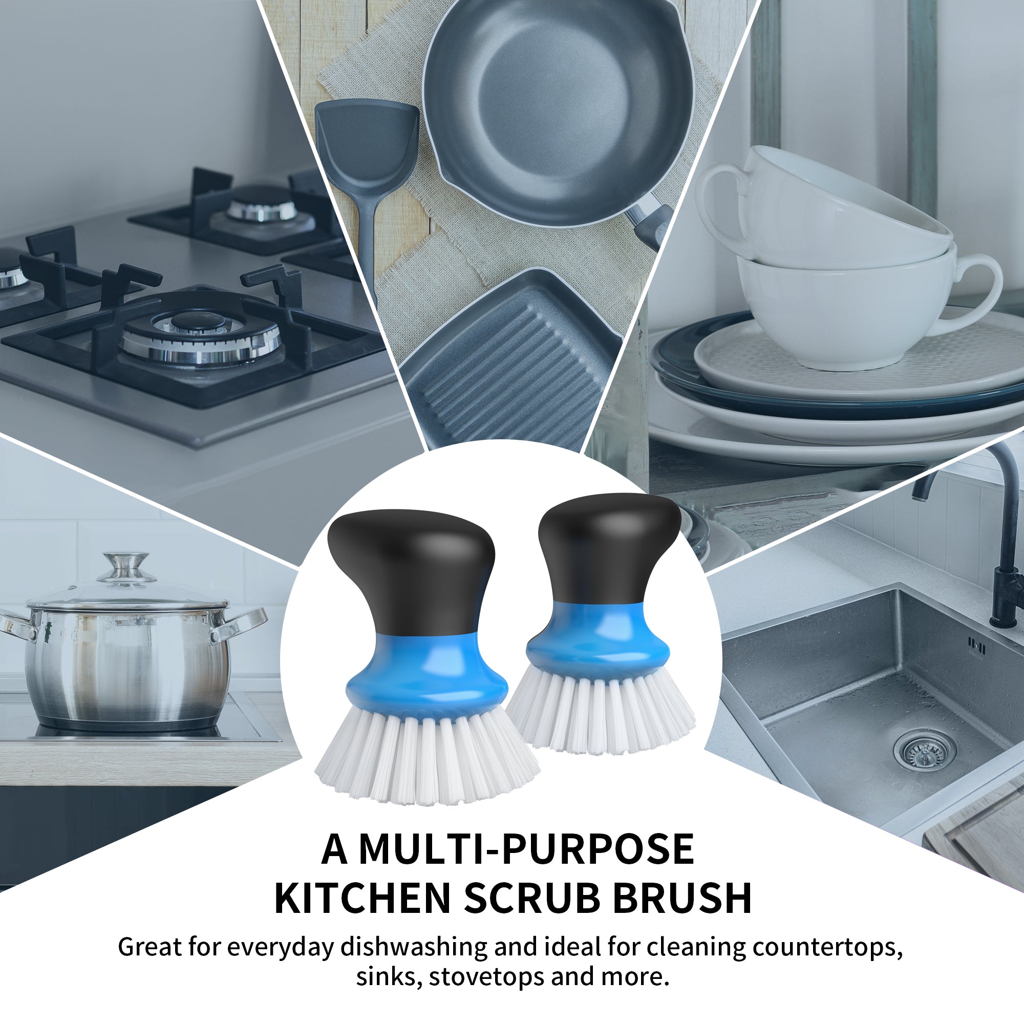 Mr.siga Small Dish Brush 2pcs-Blue
