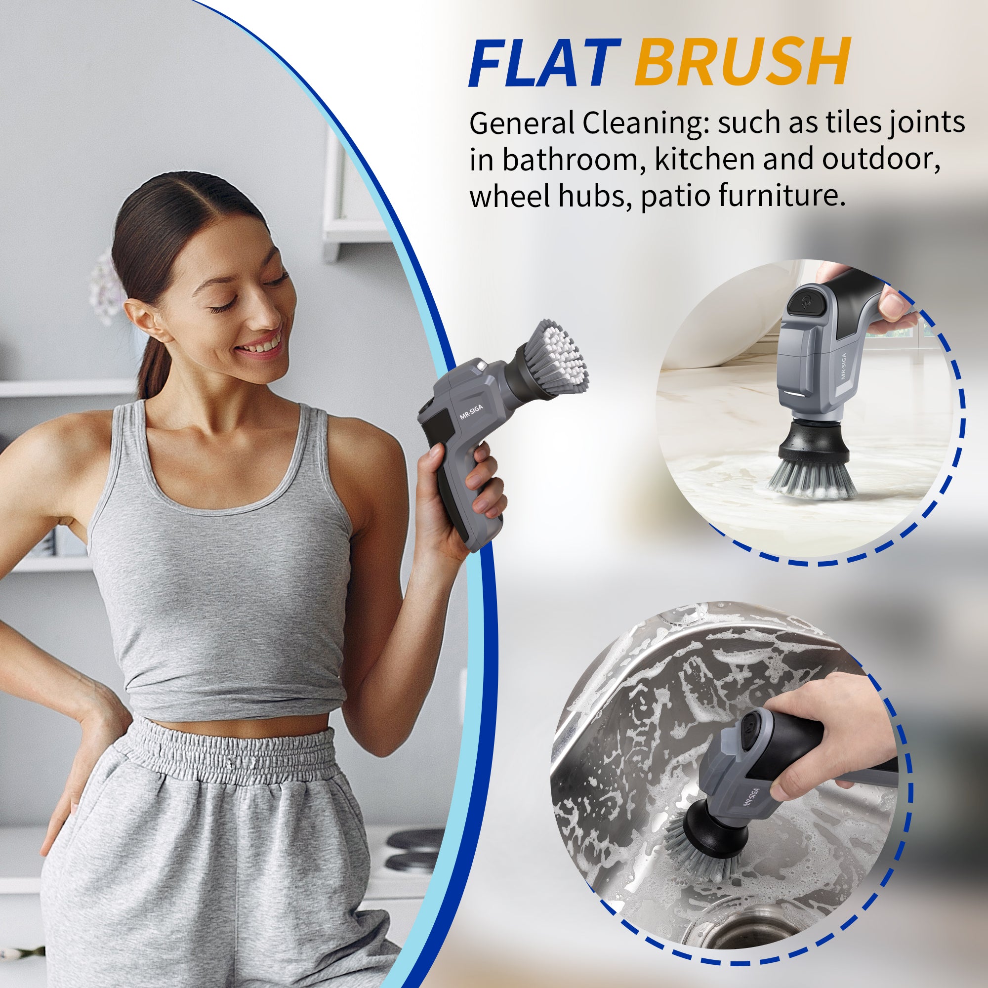 MR.SIGA Elektrischer Spin Scrubber, Flachbürsten-Nachfüllpackungen, 3er-Pack