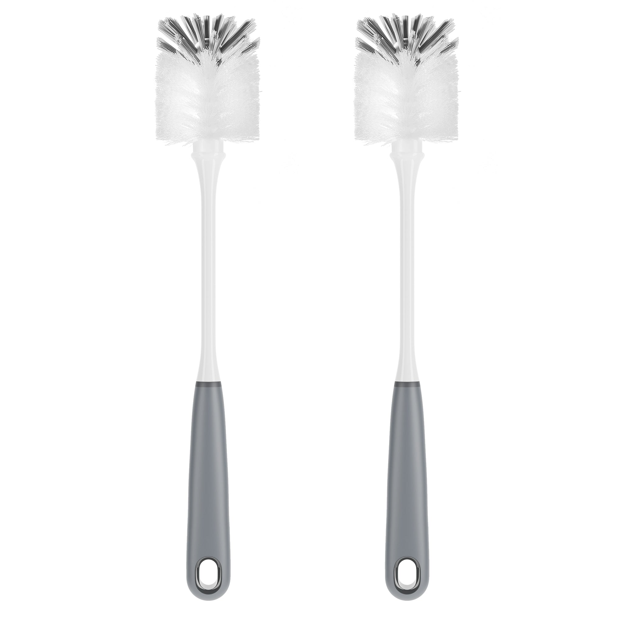 MR.SIGA Long Handle Bottle Brush, Flexible Scrub Brush for Water Bottles, Glasswares, Mugs, Gray, 2 Pack