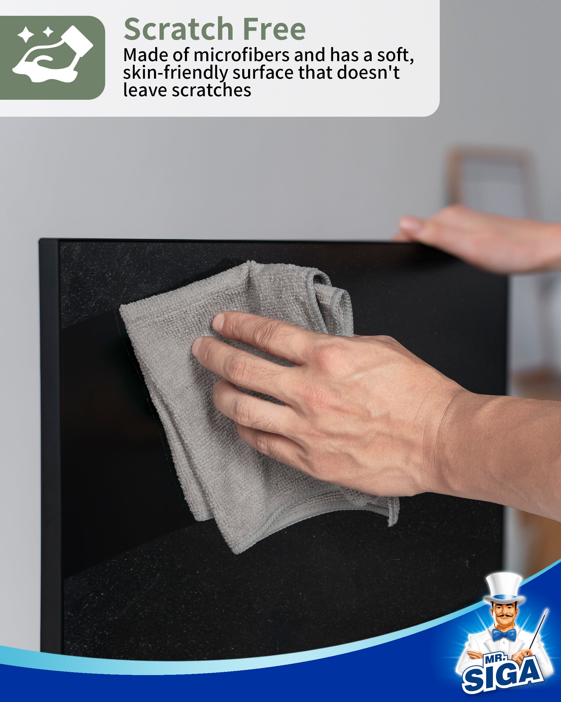 MR.SIGA Microfiber Cleaning Cloth, All-Purpose Microfiber Towels, Streak Free Cleaning Rags, Pack of 15, Grey, Size 30 x 30 cm(11.8 x 11.8 inch)
