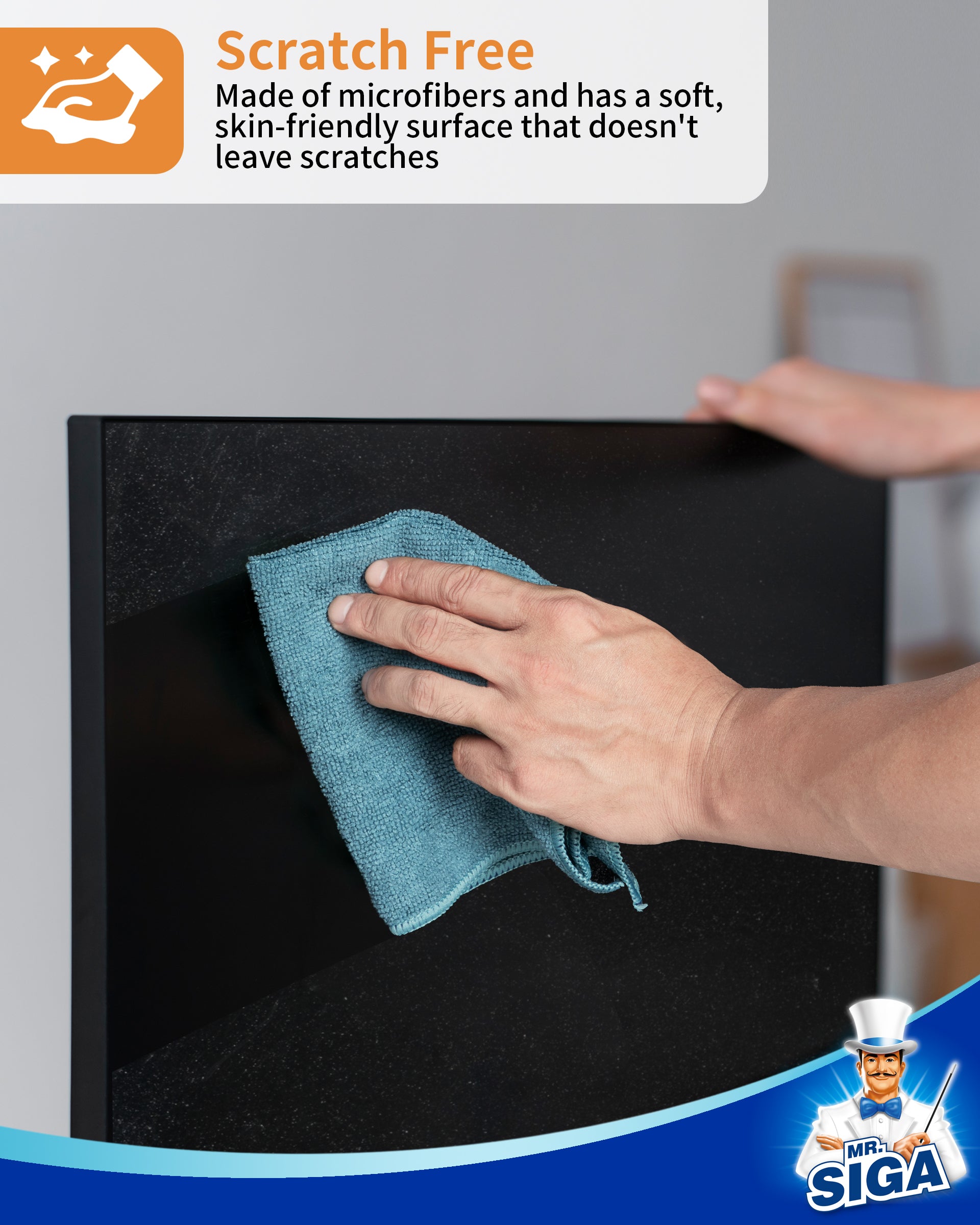 MR.SIGA Microfiber Cleaning Cloth, All-Purpose Microfiber Towels, Streak Free Cleaning Rags, Pack of 12, Navy and Gray, 11.8 x 11.8 inch
